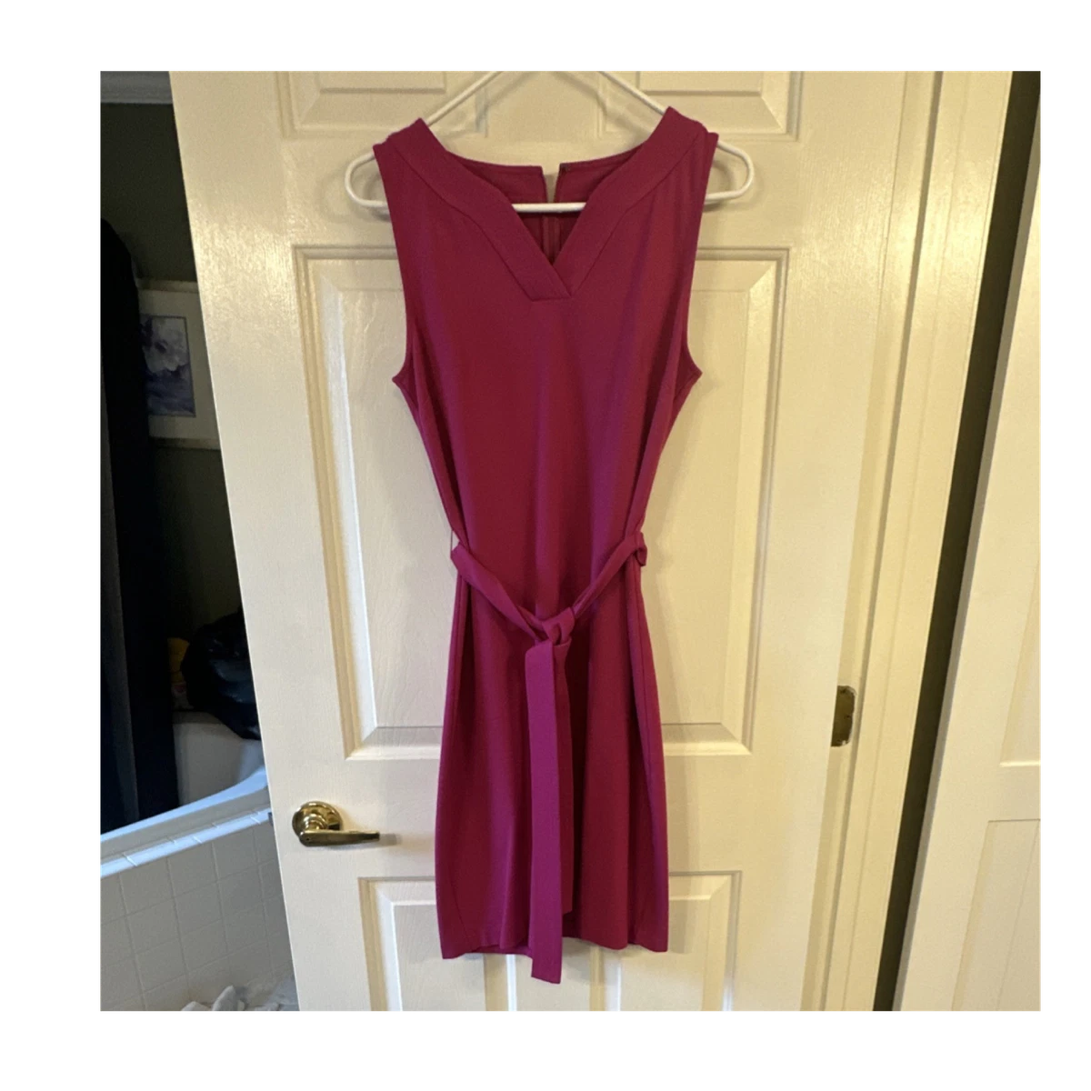 open lace back dress Talbots Hot Pink Silk Dress