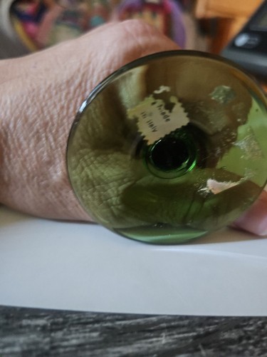 MCM vintage Carlo Moretti ART GLASS Water WINE GOBLET Cased Deep Green ITALY - Picture 6 of 6