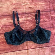 Chantelle blue embroidered sheer Underwire Bra 414 Size 36DD blue green