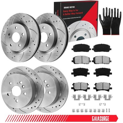 Front Rear Brake Rotors + Ceramic Pads For 2004 2005 2006 2007 Toyota Highlander