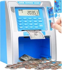 Fishboy ATM Piggy Bank for Kids with Power-Off Memory and Debit Card for Real...