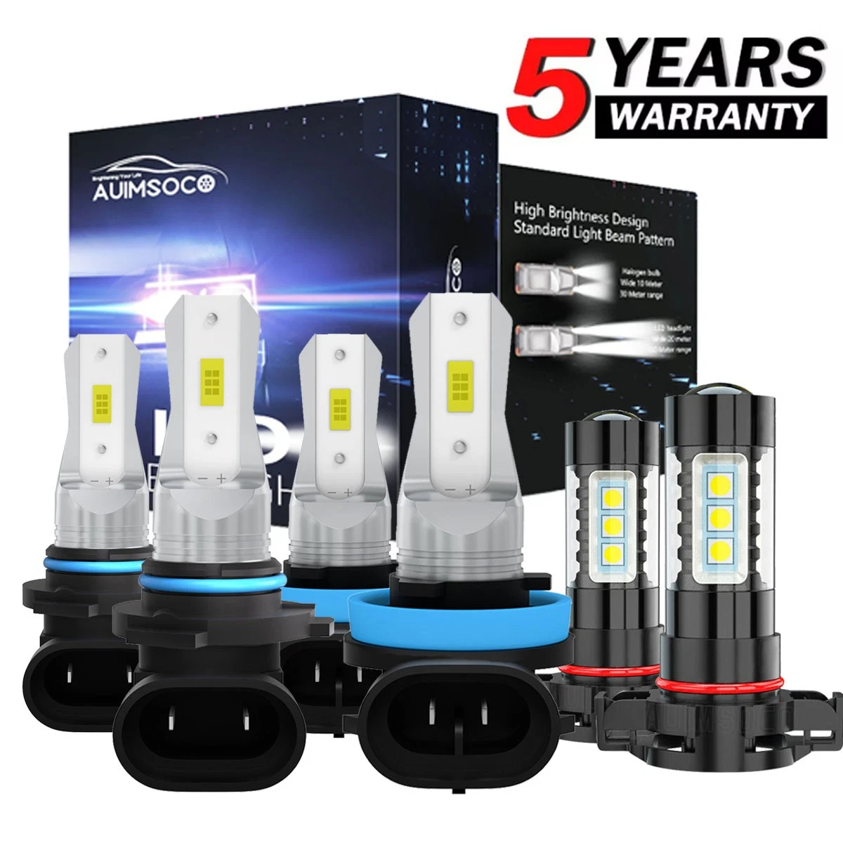 For GMC Sierra 1500 2007-2013 6X LED Headlight Bulbs Hi/Low Beam+Fog Light 6500K