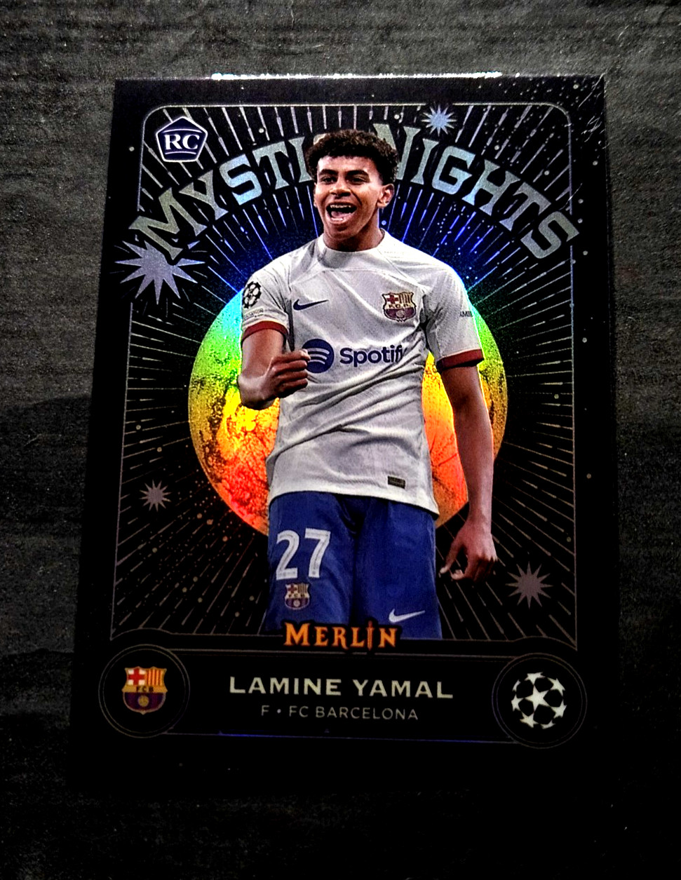 2023-24 Topps Merlin Mystic Nights RC Lamine Yamal Rookie Refractor MN-8 MINT 🔮 view 8