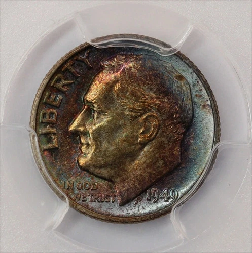 1949 Roosevelt Dime PCGS MS65 Toned