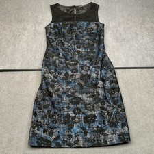 Esprit Floral Brocade Sheath Dress Black Blue Lace Yoke Sleeveless Cocktail L