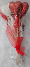 Lot Of 5 Red/ White Glitter Heart Picks/ Valentine DIY Craft/ Valentine's Day