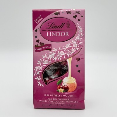 Lindt Lindor Cherry Vanilla White Chocolate Truffles Limited Edition 5.1oz Bag