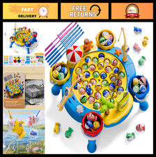 Magnetic Fishing Game 70 PCS for Toddlers 3-5, Fun Board Game with Sound  360 