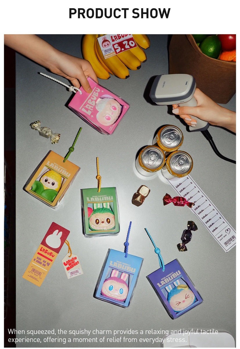 アイドル LABUBU Wacky Mart Squishy Charm Pop Mart Labubu The Monsters Wacky Mart Series Squishy Charm