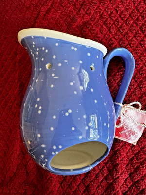 Hallmark Ceramic Tart Burner Blue White Speckled Wax Warmer Pitcher Vintage