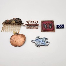 Unbranded Hair Accessory Pin Lot Womens OS Multicolor Vintage Enamel Copper 6pc