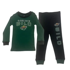NHL Minnesota Wild Toddler Boy 2 Piece Pajama Lounge Set Green/Black, 4T
