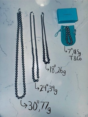 925 Sterling Perlen 4 Stück Lot 160g - 3 Halsketten (30 , 24 ,18 ) & 1 T & Co 7  10mm 