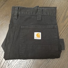 Carhartt B11 Loose Original Fit Washed Duck Work Dungaree Pants Black 32x32