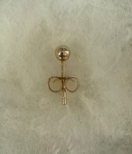 14K Yellow Gold Single 3 mm Ball Stud Earring with 14k Butterfly Back New