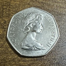 UK 1980 50 New Pence Coin - England Queen Elizabeth II Pre Decimal Coin