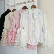 Gothic Sweet Lolita Shirt Long Sleeve Ruffled...