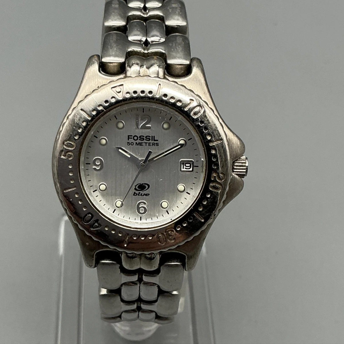 Fossil ES-1869 Silver Tone Open Link Bracelet Watch Y2K Geometric Fossil Rectangle 30 m (3 ATM) Water Resistance Wristwatches  main image 2