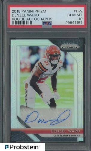 2018 Panini Silver Prizm Denzel Ward Browns RC Rookie AUTO PSA 10 GEM MINT