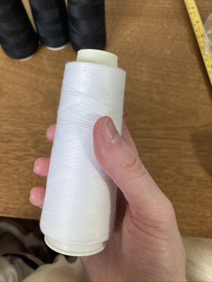 4 Cones Of Sewing Thread 3 Black 1 White Slightly Dusty, Appear Unused - Image 2 of 4