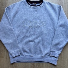 Vintage 90s Capital London Crewneck Sweatshirt Pullover Grey