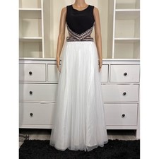 Blondie Nites by Stacy Sklar Black White Cutout Rhinestone Tulle Gown Size 11