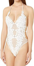 In Bloom by Jonquil Women's Magnolia Lace Mesh Dot Teddy Size Small