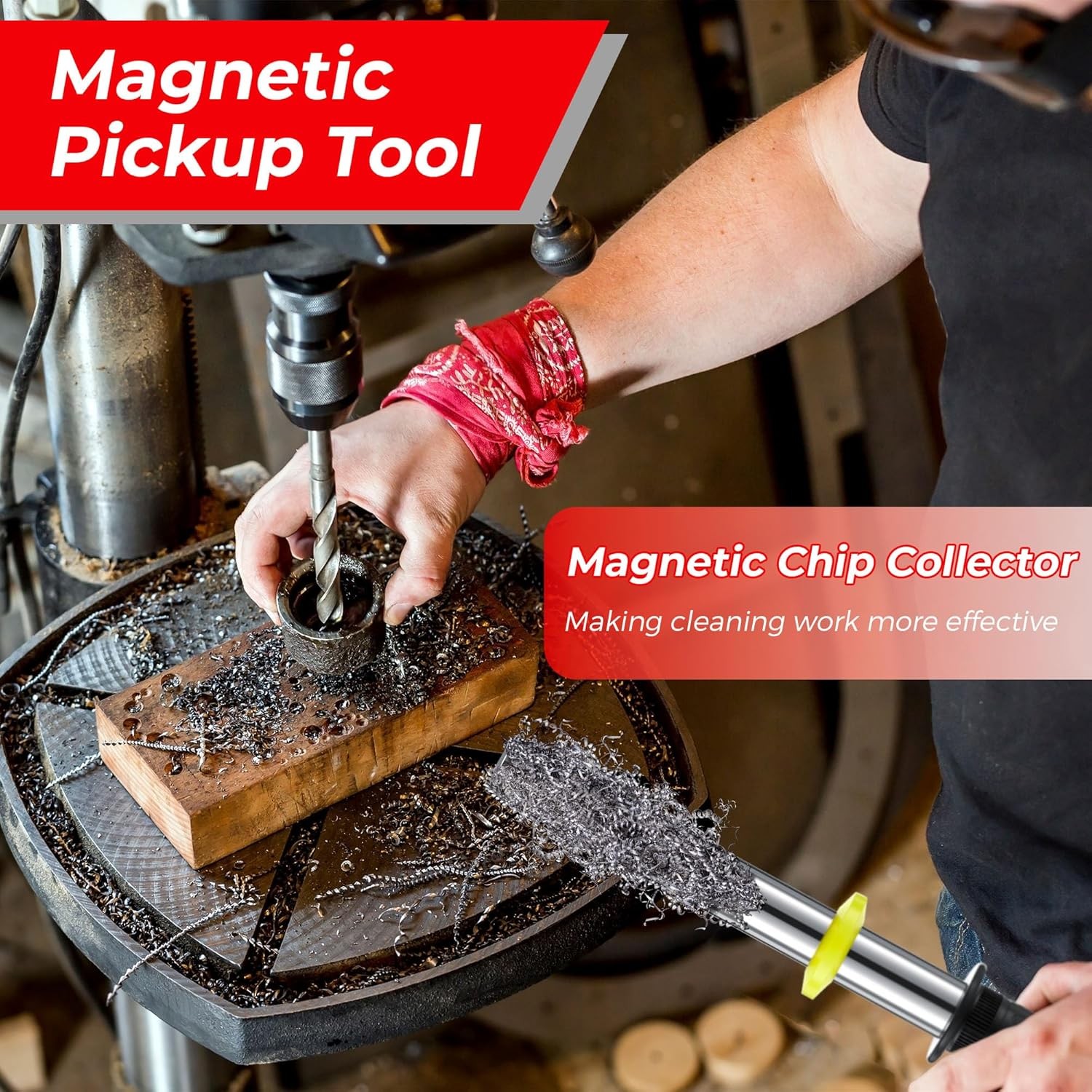 Magnetic Pickup Tool, Magnet Wand with Release Handle, Magnetic Chip Collector