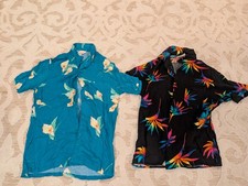 Pair Of Vintage Rayon Hawaiian Short Sleeve Buttonups
