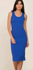 NWT Royal blue ribbed midi maxi tank dress Bodycam Fitted Strech Midi Beach M-Xl