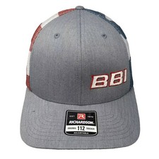 Richardson Trucker Hat Gray Red Snapback American Flag BBI OS Adjustable 112