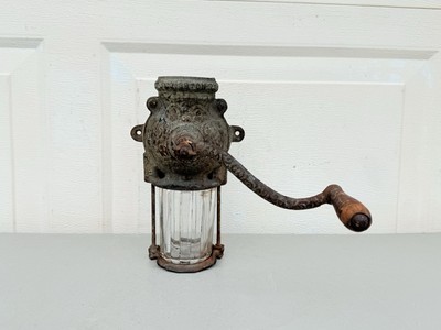 Antique Brighton Wall Mount Coffee Mill Grinder With Glass Jar