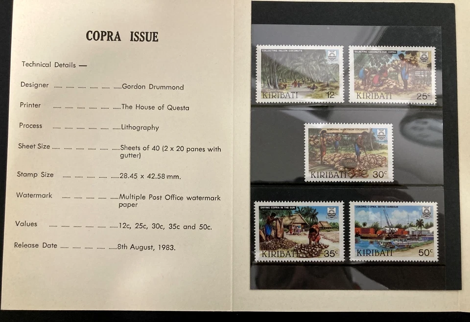 Kiribati - Pack Presentación 1983 - Emisión Copra - Juego de 5 Sellos (MNH). Foto 2 de 2