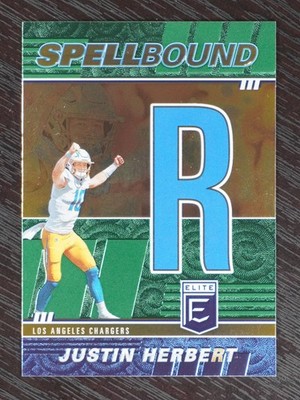 2022 Panini Donruss Elite - Spellbound Justin Herbert #SB-JH6 Green Letter R