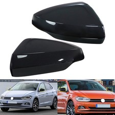 2x Schwarz Glänz SPIEGELKAPPE Abdeckung Gehäuse Für VW Polo AE1 AW1 BZ1 ab.2017