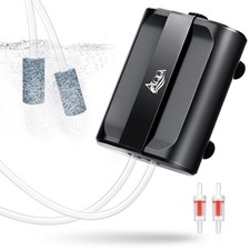 AQQA Aquarium Air Pump,3.5W 5W Dual Outlet 3.5W (for 1-50 gallon), Black