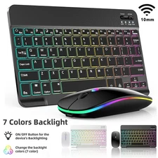 RGB Wireless Backlit Keyboard & Mouse Set -7 Colors Backlight & USB Rechargeable