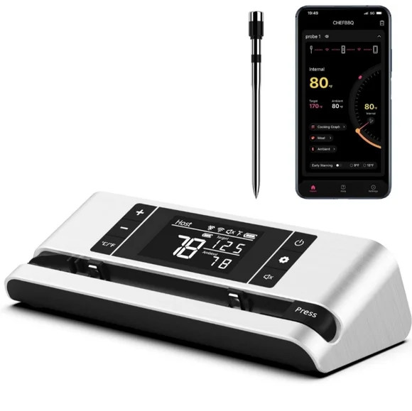 БЕСПРОВОДНОЙ ИНТЕЛЛЕКТУАЛЬНЫЙ ТЕРМОМЕТР ДЛЯ МЯСА DEWJOM С ДВОЙНЫМ ДАТЧИКОМ 500 ФУТОВ - СЕРЕБРИСТЫЙ 9890₽