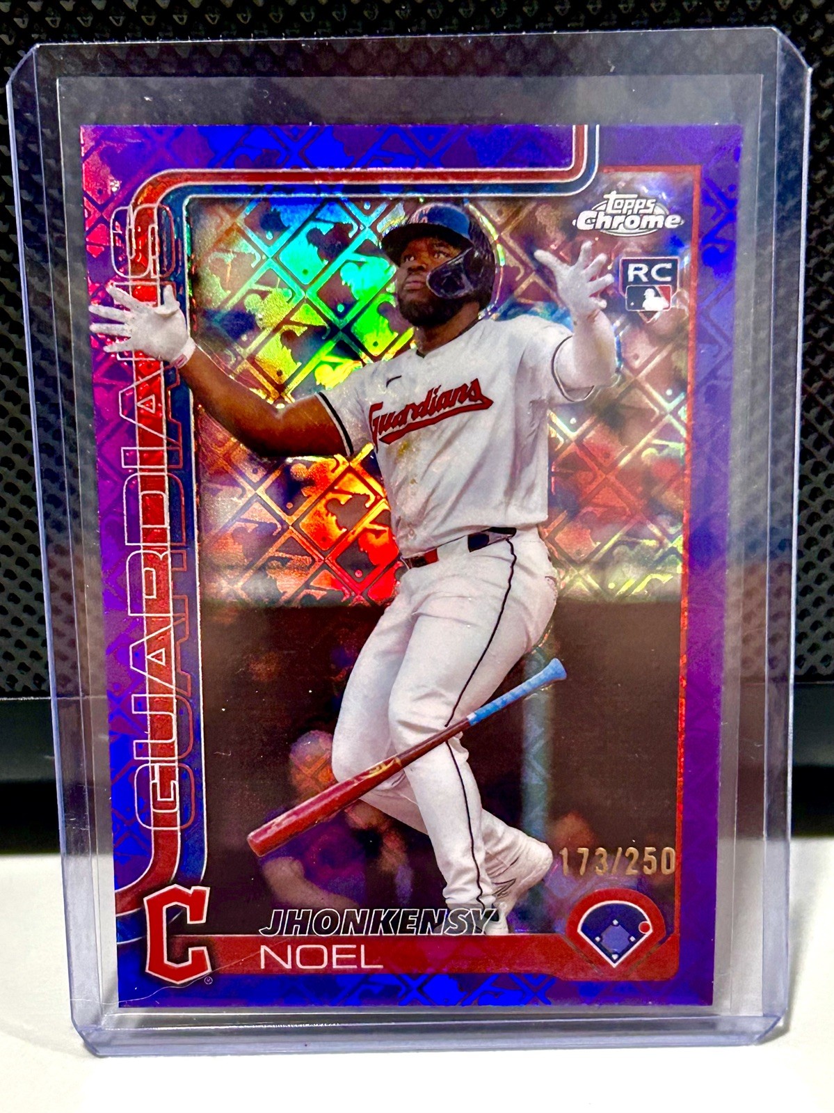 2025 Topps Chrome Logofractor #291 Jhonkensy Noel RC Purple /250 Guardians
