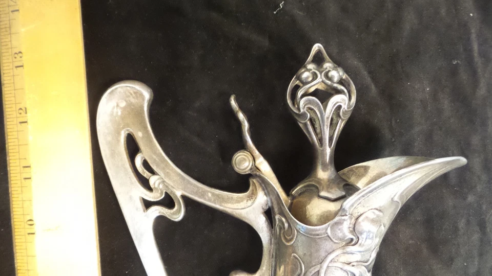 POUR AIGUIERE METAL ARGENTE STYLE LOUIS XV 13"x7" MONTURE BEC VERSEUR AVEC ANsE - Image 2 of 4