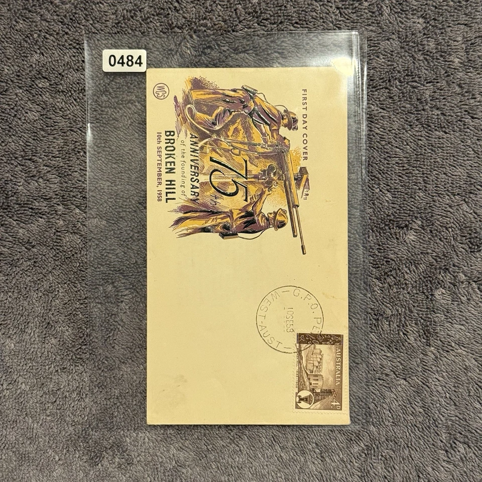 1958 Austrália Broken Hill 75º Aniversário FDC 4d Marrom Mineração Cachet Perth Lata - Imagem 4 de 4