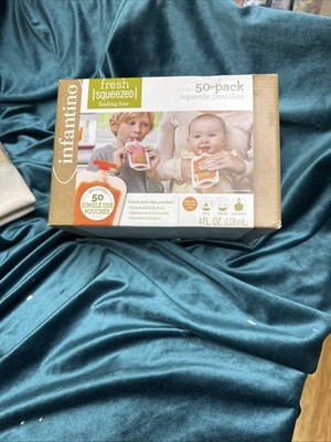Infantino Fresh Squeezed Food Pouches, 4 oz, 50 Pack/ BRAND NEW/ FREE SHIPPING