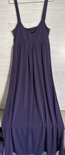 Ann Taylor Purple Sleeveless Dress Pleated Bodice Tie Front Detail Long Sz Med