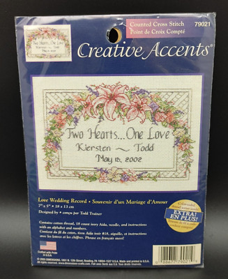 Dimensions LOVE WEDDING RECORD Cross Stitch Kit #79021 Creative Accents 7'' X 5''