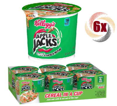 Apple Jacks Cereal Cups Cold Breakfast, Original 1.5oz (6 Cups)