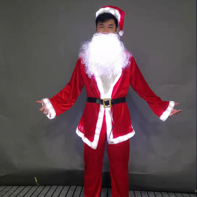 Disfraz de Papá Noel LED Traje Iluminado Fiesta Show Danza Luz Brillante Ropa Foto 3 de 4