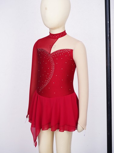 Kids Girls Mesh Splice Gymnastics Dress Rhinestone Ballet Dance Leotard Costume - Bild 9 von 28