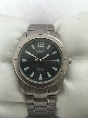 Citizen Men's Eco Drive Titanium Date 100 MT Grey Dial Watch E111-K003601 | eBay