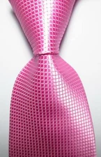 New Classic Checks Pink JACQUARD WOVEN Silk Men's Tie Necktie