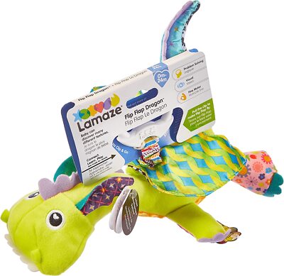 LAMAZE Flip Flap Dragon, Clip on Pram and Pushchair Newborn Baby Toy, Sensory To